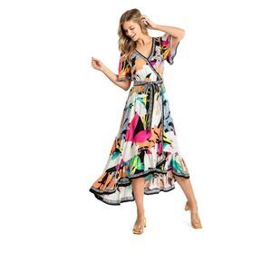 NEW Flying Tomato TAKE ME DANCING FLORAL MIDI DRESS Bright Colors Large